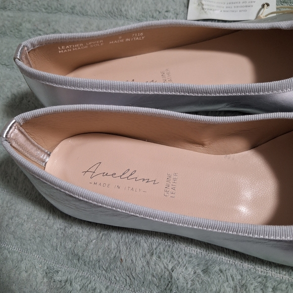 Avellini Silver Italian Genuine Leather Flats Sz 40 Made In Italy - Picture 5 of 8